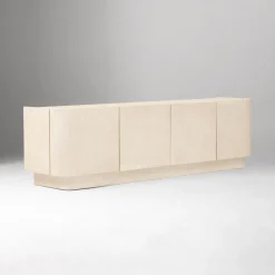 Open Box: Solstice Painted Raffia Media Console (78") - Whitewash Raffia