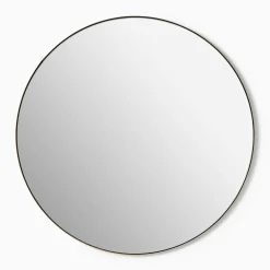 Open Box: Thin Metal Round Wall Mirror (30") - Antique Brass
