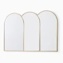 Open Box: Triple Arched Metal Frame Wall Mirror (54"W x 36"H) - Antique Brass