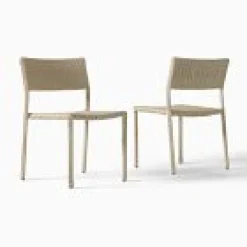 Open Box: Westport Wicker Slim Profile Outdoor Stacking Side Dining Chair, Set of 2 - Seashore