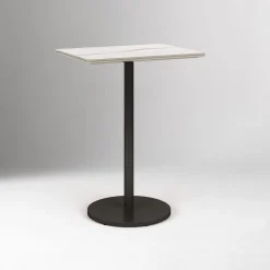 Orbit Restaurant Rectangle Bar Table – Porcelain w/ Protective Metal Bumper
