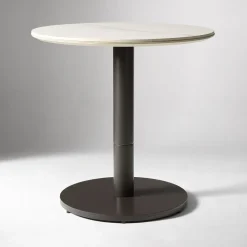 Orbit Restaurant Round Dining Table – Porcelain w/ Protective Metal Bumper