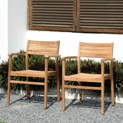 Orelien Teak Outdoor Dining Chairs (Set of 2)
