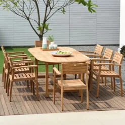 Orelien Teak Outdoor Oval Extendable Dining Table (71"–117")