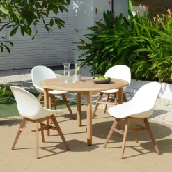 Orelien Teak Outdoor Round Dining Table (47")