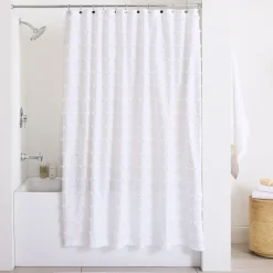 Organic Stripe Stitch Candlewick Shower Curtain