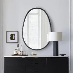 Organic Textured Metal Oval Wall Mirror