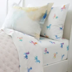 Organic Watercolor Unicorn Pillowcase Set