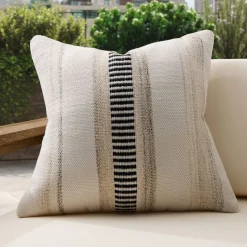 Outdoor Natural Split Stripe Pillow