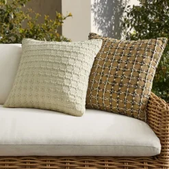 Outdoor Stitched Diamond Grid Pillow