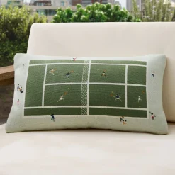 Outdoor Tennis Scene Pillow