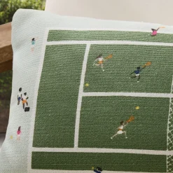 Outdoor Tennis Scene Pillow