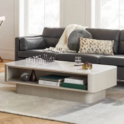 Panorama Marble Open Storage Coffee Table (52")