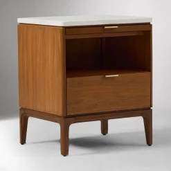 Parker Breadboard Drawer Marble Nightstand (21")