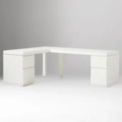 Parsons L-Shaped Desk (86") & 2 File Cabinet Set