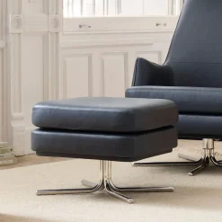 Patchin Leather Swivel Chair Ottoman