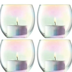 Pearl Iridescent Glass Votives (Set of 4)