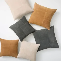 Pieced Suede Pillow Cover