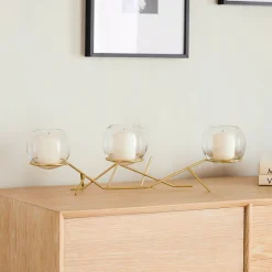 3-Piece Glass Globe Candleholder