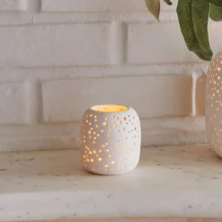 Pierced Constellation White Ceramic Candleholders