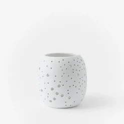 Pierced Constellation White Ceramic Candleholders