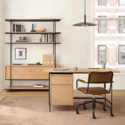 Pierce Desk with File Cabinet (56") & Storage Shelf (60") Set