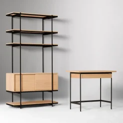Pierce Mini Desk (36") & Narrow Storage Shelf (42") Set