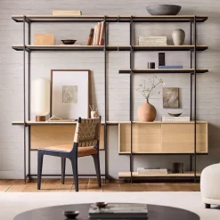 Pierce Wall Desk w/ Narrow Storage Shelf Unit (92"–134")