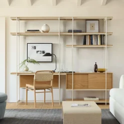 Pierce Wall Desk w/ Narrow Storage Shelf Unit (92"–134")