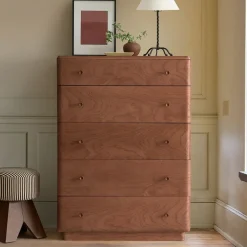 Pierce & Ward Burl Wood 5-Drawer Dresser (36")