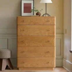 Pierce & Ward Burl Wood 5-Drawer Dresser (36")