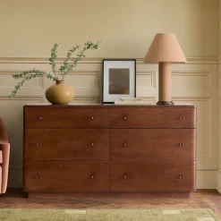 Pierce & Ward Burl Wood 6-Drawer Dresser (60")