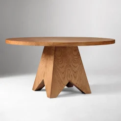 Pierce & Ward Burl Wood Round Dining Table & Chairs Set
