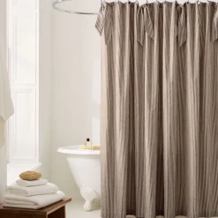 Pierce & Ward Cotton Linen Stripe Shower Curtain