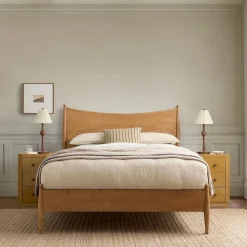 Pierce & Ward Curved Burl Wood Bed