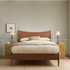 Pierce & Ward Curved Burl Wood Bed