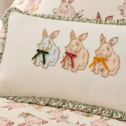 Pink Chicken Bunny Lumbar Pillow Cover