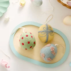 Pink Chicken Egg Ornaments (Set of 3)