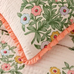 Pink Chicken Floral Quilt & Shams