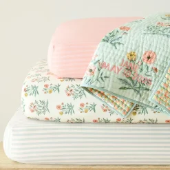 Pink Chicken Floral & Stripes Baby Bedding Collection