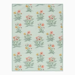 Pink Chicken Poppy Floral Baby Quilt