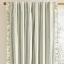 Pink Chicken Ruffle Stripe Blackout Curtain