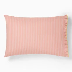 Pink Chicken Ruffle Stripe Pillowcase Set