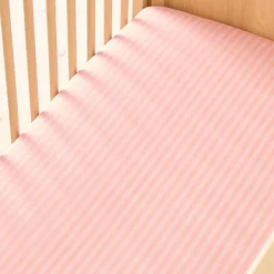 Pink Chicken Stripe Crib Fitted Sheet