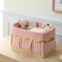 Pink Chicken Stripe Diaper Caddy