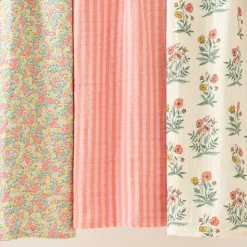 Pink Chicken Stripes & Poppy Floral Organic Swaddle Set