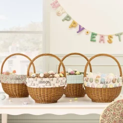 Pink Chicken Woven Easter Basket w/ Liner