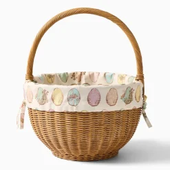 Pink Chicken Woven Easter Basket w/ Liner
