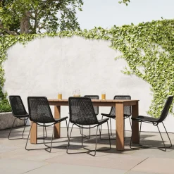 Playa Outdoor Extendable Dining Table (67.5"–90") & Slope Dining Chairs Set