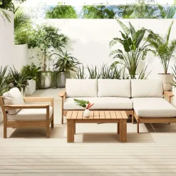 Playa Outdoor Reversible Sectional (92"), Lounge Chair & Coffee Table Set